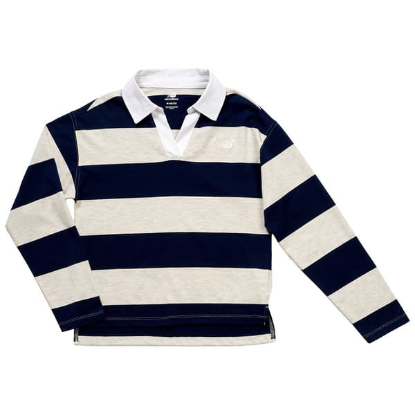 Girls &#40;7-16&#41; New Balance Long Sleeve Polo Marled Stripe Tee