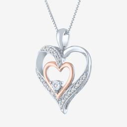 Nova Star® Pink Plated Accent Lab Grown Diamond Heart Necklace