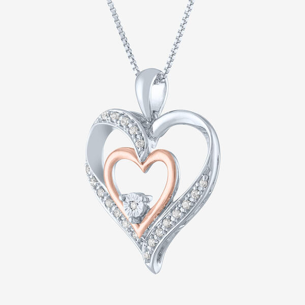 Nova Star&#174; Pink Plated Accent Lab Grown Diamond Heart Necklace