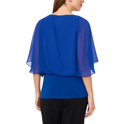 Womens MSK Elbow Sleeve Beaded Honeycomb Trim Blouse