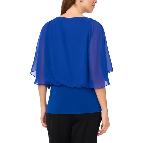 Womens MSK Elbow Sleeve Beaded Honeycomb Trim Blouse