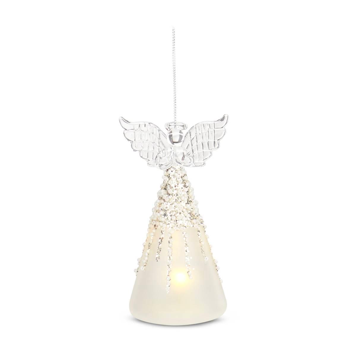 K&K Interiors Frosted & Beaded Glass LED Angel