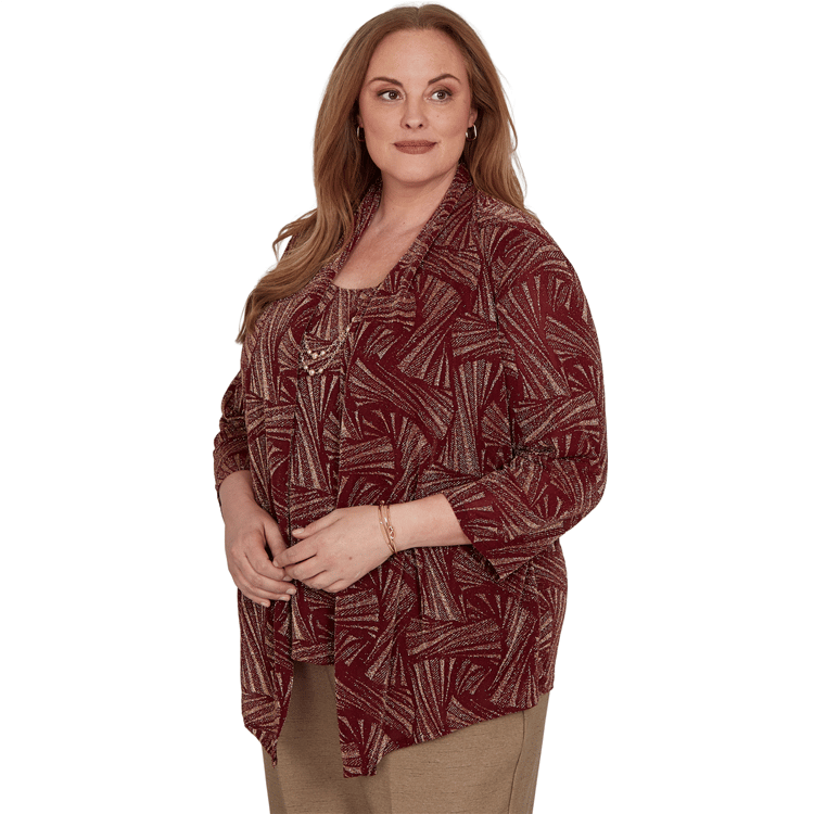 Plus Size Alfred Dunner Union Square Shimmer Two in One Blouse