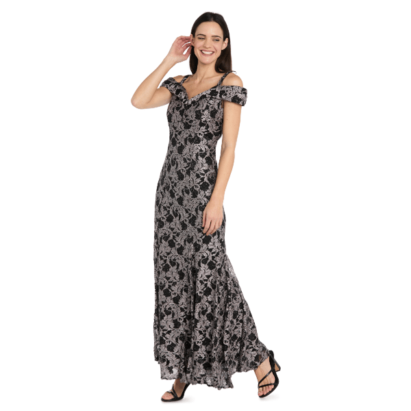 Womens R&M Richards Off The Shoulder Two Toned Lace Dress