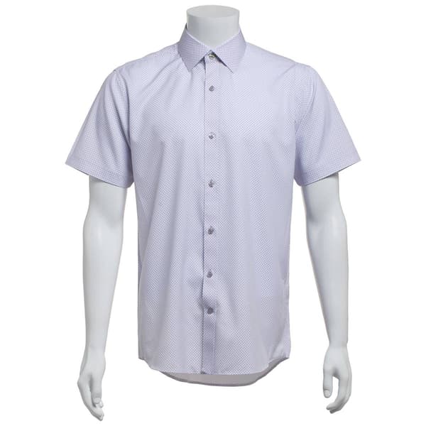 Mens Tom Baine Slim Fit Short Sleeve Dress Shirt - Grey/Blue Dot - image 