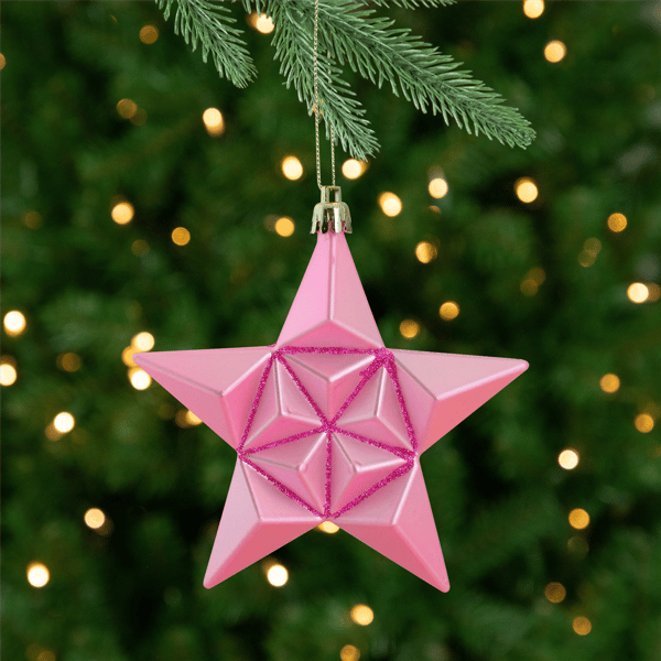 DAK 12ct. Matte Glittered Star Shatterproof Ornaments