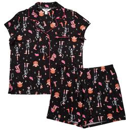 Womens Trick or Treat Sleep Western Dancing Skeletons Pajama Set
