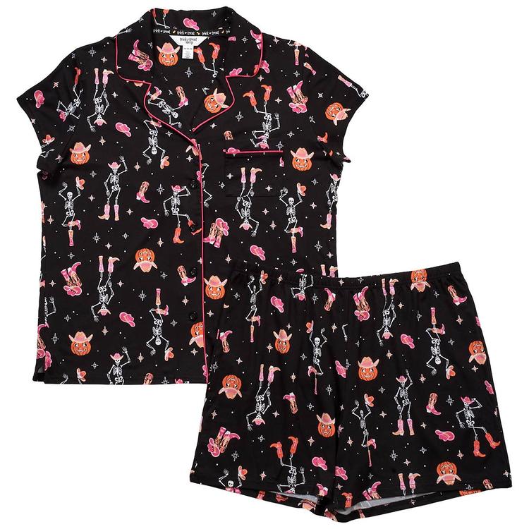 Womens Trick or Treat Sleep Western Dancing Skeletons Pajama Set