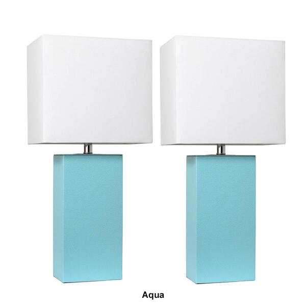 Elegant Designs&#8482; Modern Leather Table Lamps - Set of 2