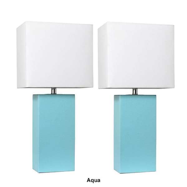 Elegant Designs&#8482; Modern Leather Table Lamps - Set of 2