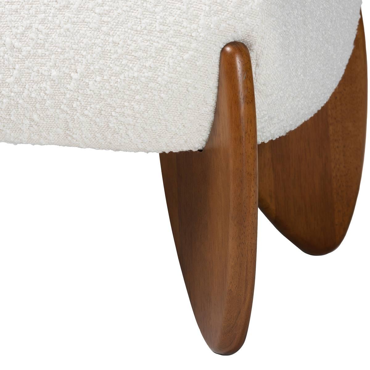 Baxton Studio Vinicio Mid-Century Modern Boucle Accent Bench
