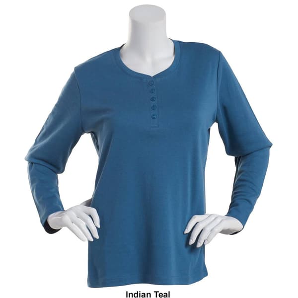 Womens Hasting &amp; Smith Long Sleeve Solid Henley Top