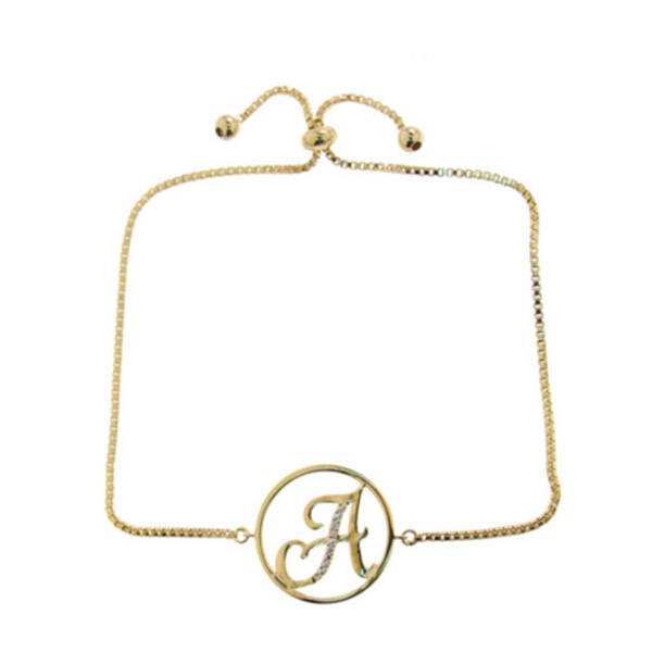 Accents by Gianni Argento Diamond Plated Initial A Gold Bracelet - image 