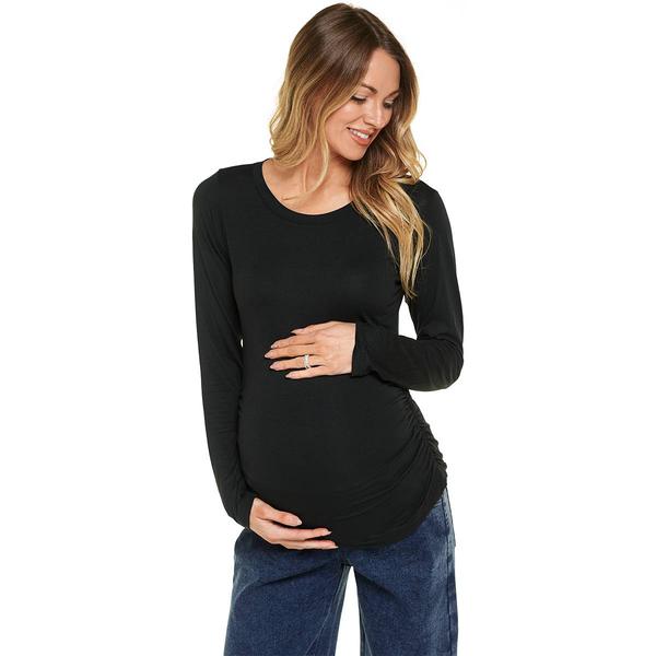 Womens Times Two Long Sleeve Solid Maternity Top - image 