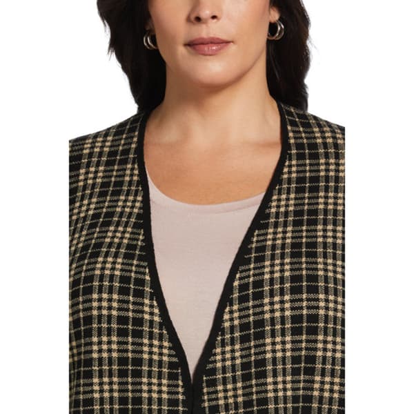 Plus Size Rafaella&#174; Long Sleeve Plaid Flyaway Cardigan