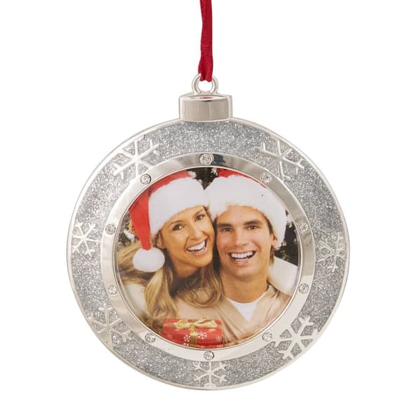 Northlight Seasonal Silver Frame Christmas Disc Ornament - image 