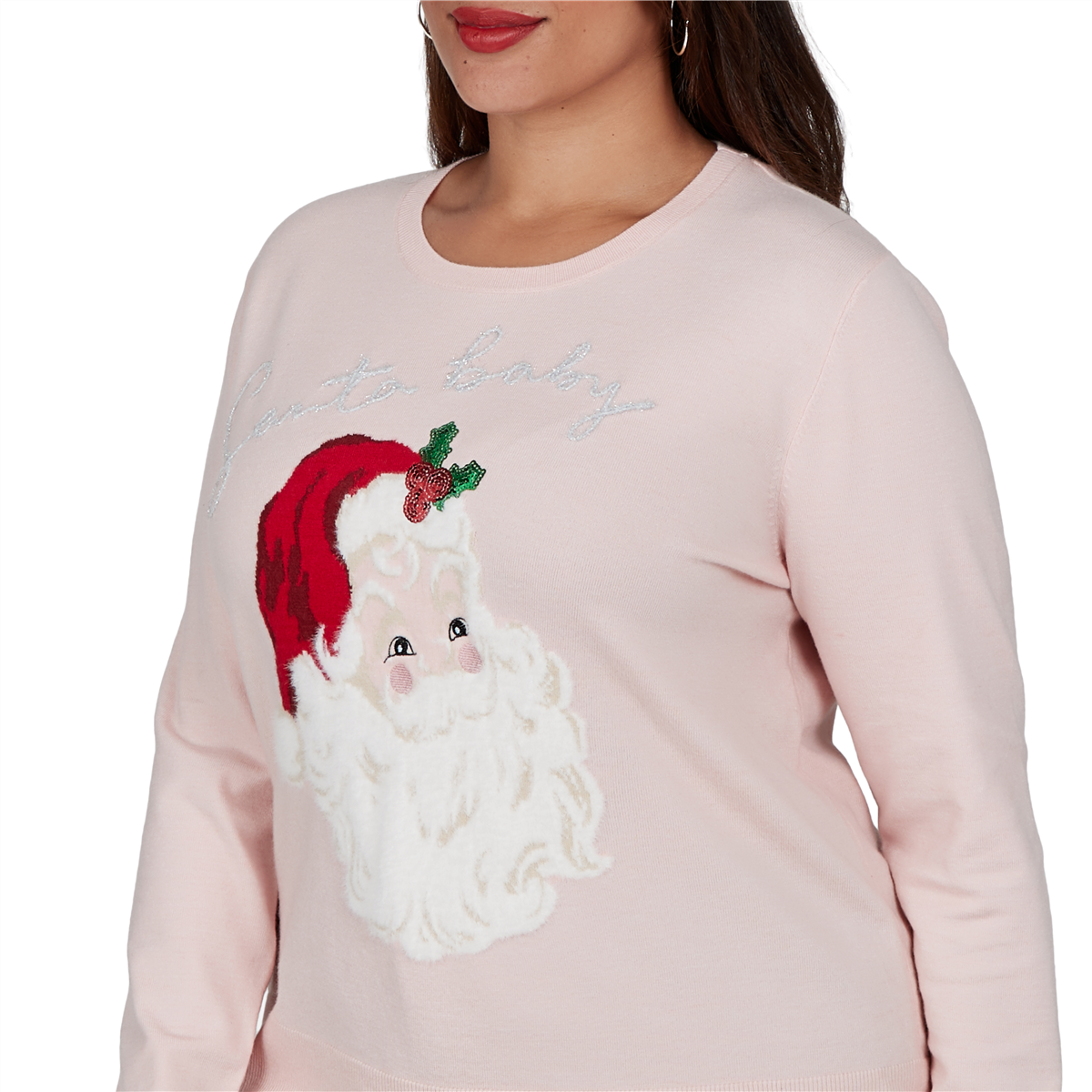 Plus Size Ruby Rd. Happy Holidays Santa Baby Christmas Sweater