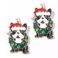 Gold-Tone French Bulldog w/ Wreath Fishhook Earrings - image 1