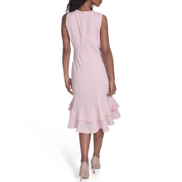 Womens Tommy Hilfiger Ruffle Trim Mixed Media Floral Hi Low Dress