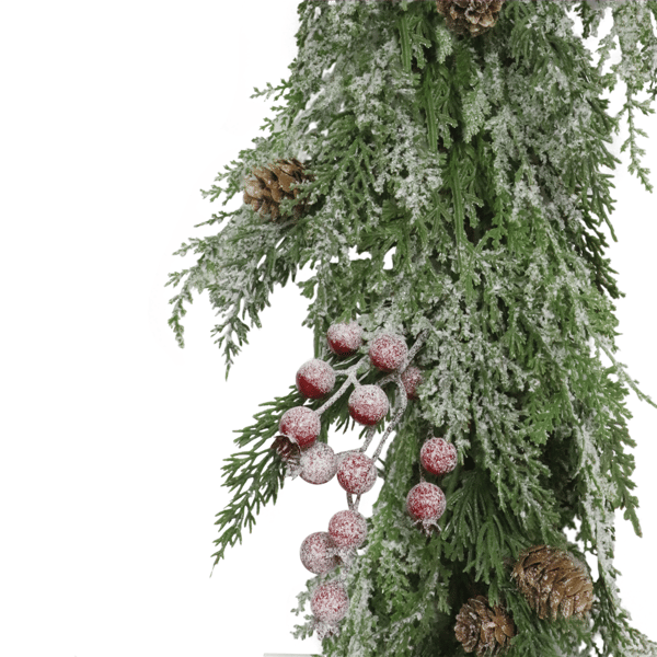 Puleo International 9ft. Flocked Garland with Pinecones & Berries