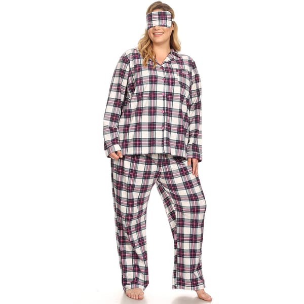 Plus Size White Mark 3pc. Plaid Pajama Set