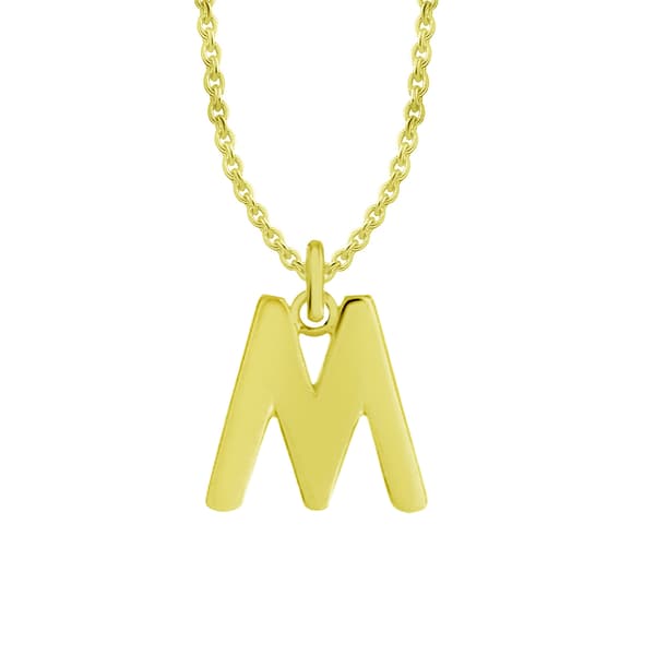 Marsala Gold over Sterling Silver Block Initial Pendant - M - image 