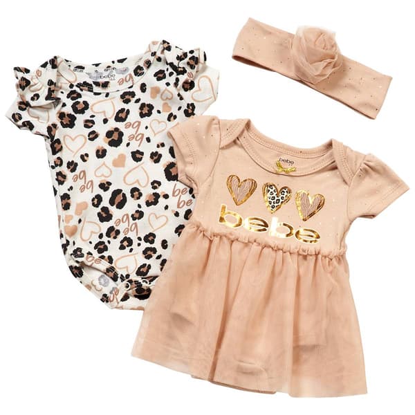 Baby Girl (NB-9M) Bebe 2pk. Short Sleeve Leopard Bodysuit Set - image 