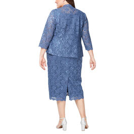 Womens SLNY 2pc. Floral Lace Scallop Hem Jacket Dress
