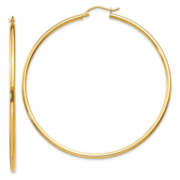 Gold Classics&#40;tm&#41; 14kt. Polished Gold 60mm Hoop Earrings - image 