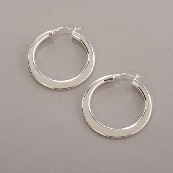 Sterling Silver Tapered Polished Hoop Earrings - image 