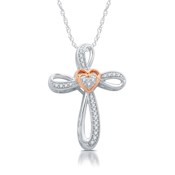 Diamond Classics&#40;tm&#41; 1/10ctw. Diamond Heart Cross Pendant - image 