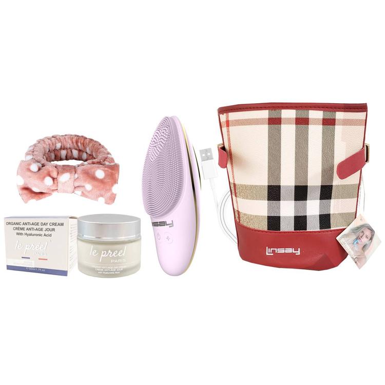 Linsay LED Facial Cleansing Brush and Day Cream Bundle