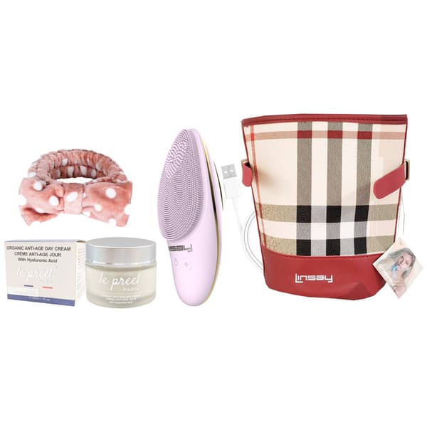 Linsay LED Facial Cleansing Brush and Day Cream Bundle