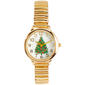 Womens Gold Stretch Band Glitter Holiday Tree Watch - AF129B - image 1