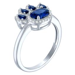 Nova Star® Lab Grown Blue Sapphire & Lab Grown Diamond Paw Ring