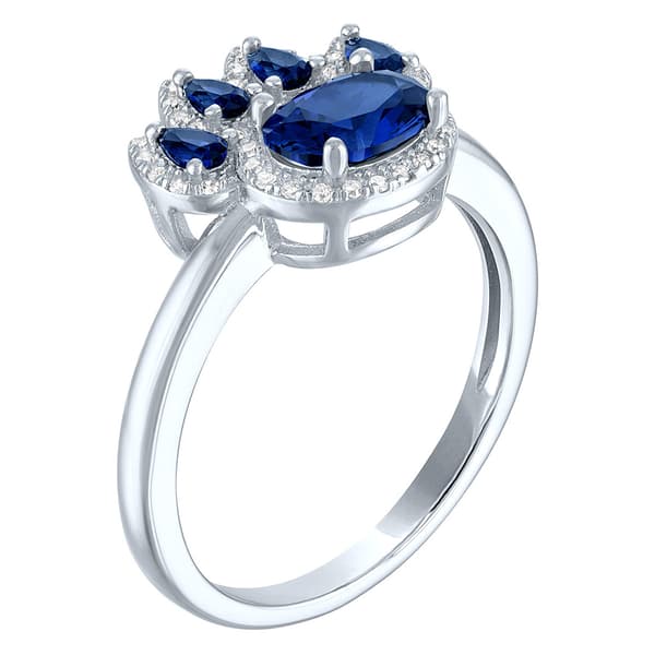 Nova Star® Lab Grown Blue Sapphire & Lab Grown Diamond Paw Ring