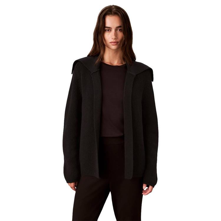 Womens Calvin Klein Long Sleeve Stitch Collar Zip Up Solid Cardi