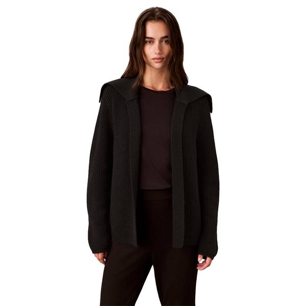 Womens Calvin Klein Long Sleeve Stitch Collar Zip Up Solid Cardi - image 