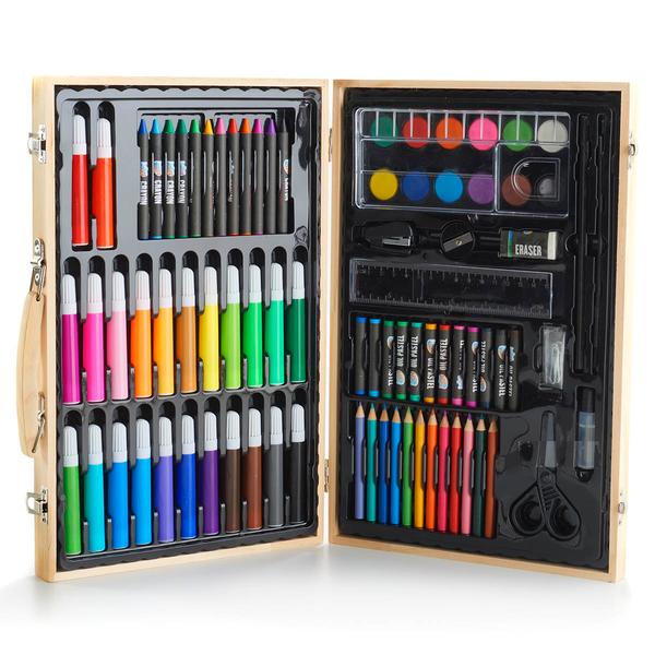 85pc. Art Set w/ Wooden Carry Case - image 