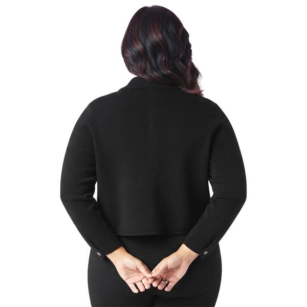 Plus Size Kasper Long Sleeve Solid Kissing Front Cardigan