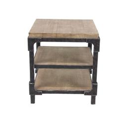 9th & Pike(R) Brown Wood Industrial-Inspired Accent Table