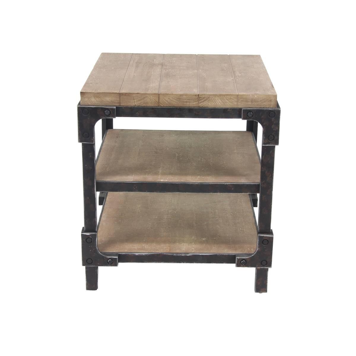 9th & Pike(R) Brown Wood Industrial-Inspired Accent Table