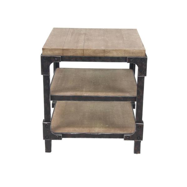 9th & Pike(R) Brown Wood Industrial-Inspired Accent Table - image 