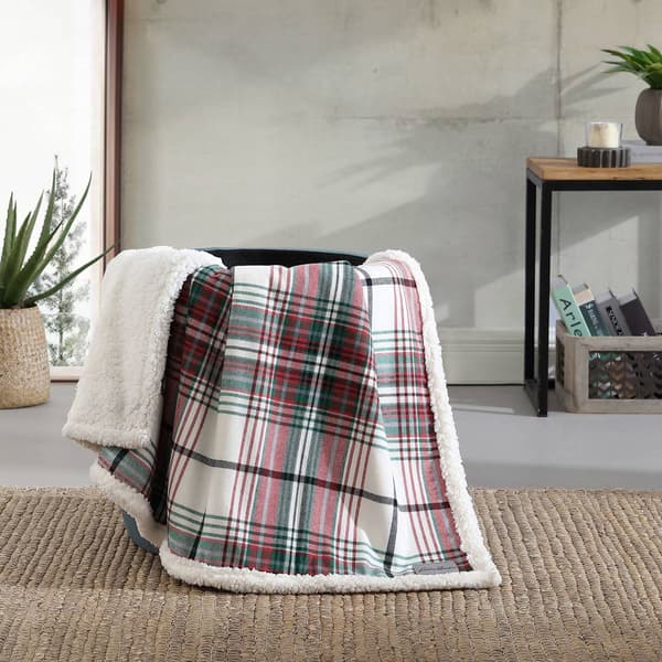 Eddie Bauer Montlake Plaid Cotton Reversible Sherpa Throw