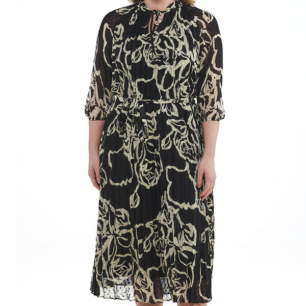 Womens Nanette Lepore 3/4 Sleeve Clip Dot Midi Dress
