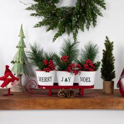 Northlight Seasonal 18.75in. Sleigh Buckets Table Centerpiece