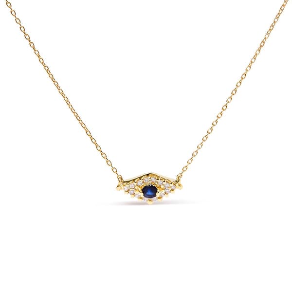 Haus of Brilliance 10kt. Gold Blue Sapphire & Diamond Pendant