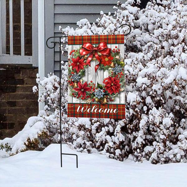 Briarwood Lane Holiday Poinsettia Wreath Garden Flag