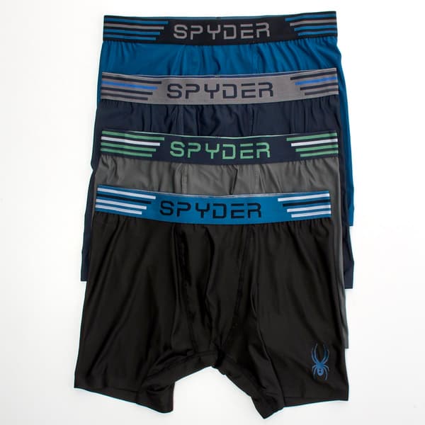 Mens Spyder Knit Bonded Hem Boxer Briefs - Black/Teal