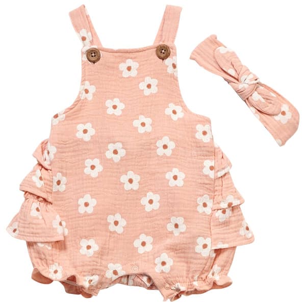 Baby Girl (NB-9M) Emily & Oliver(R) Daisy Bubble Romper & Headband - image 
